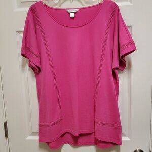 Christopher & Banks Hot Pink Tunic Tee w/crochet details